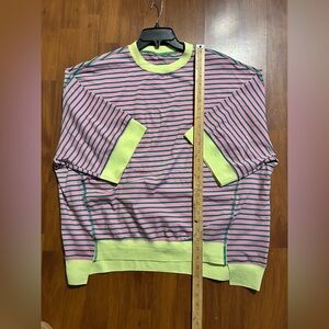 Striped Pink and Yellow/Green Casual Top Size XL NWOT